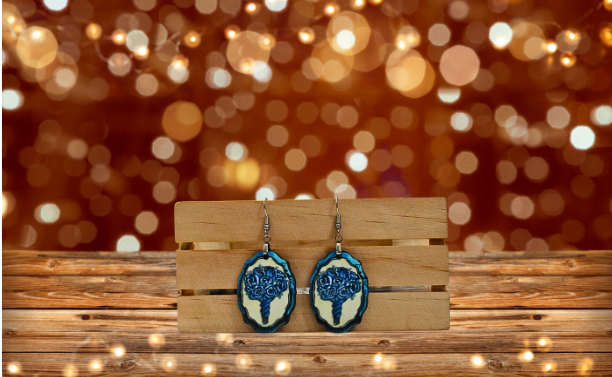 Oval Frame Shaped Sublimated MDF Earrings 1.5 Inch