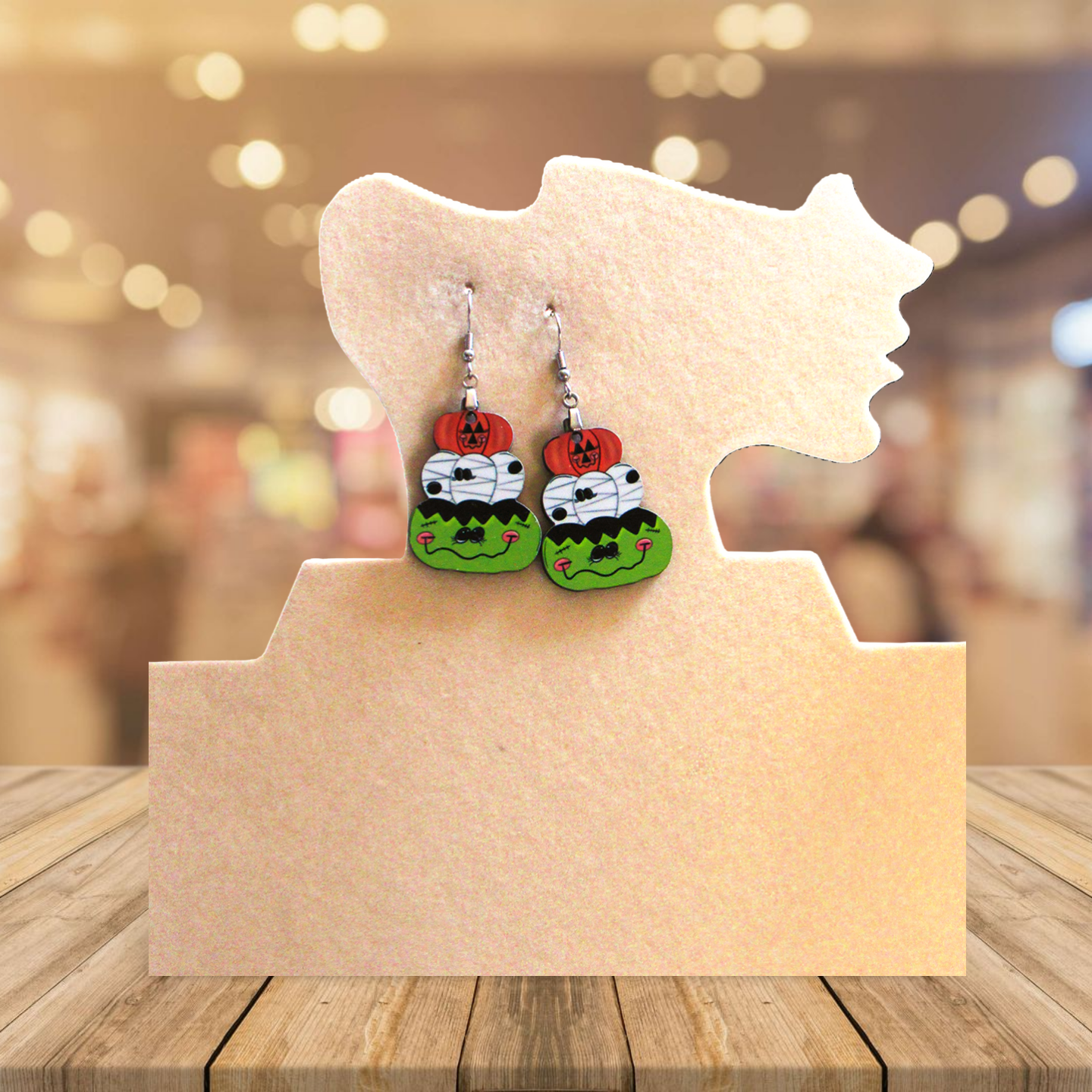 Stacked Pumpkin Sublimated Earrings 1.5 inch