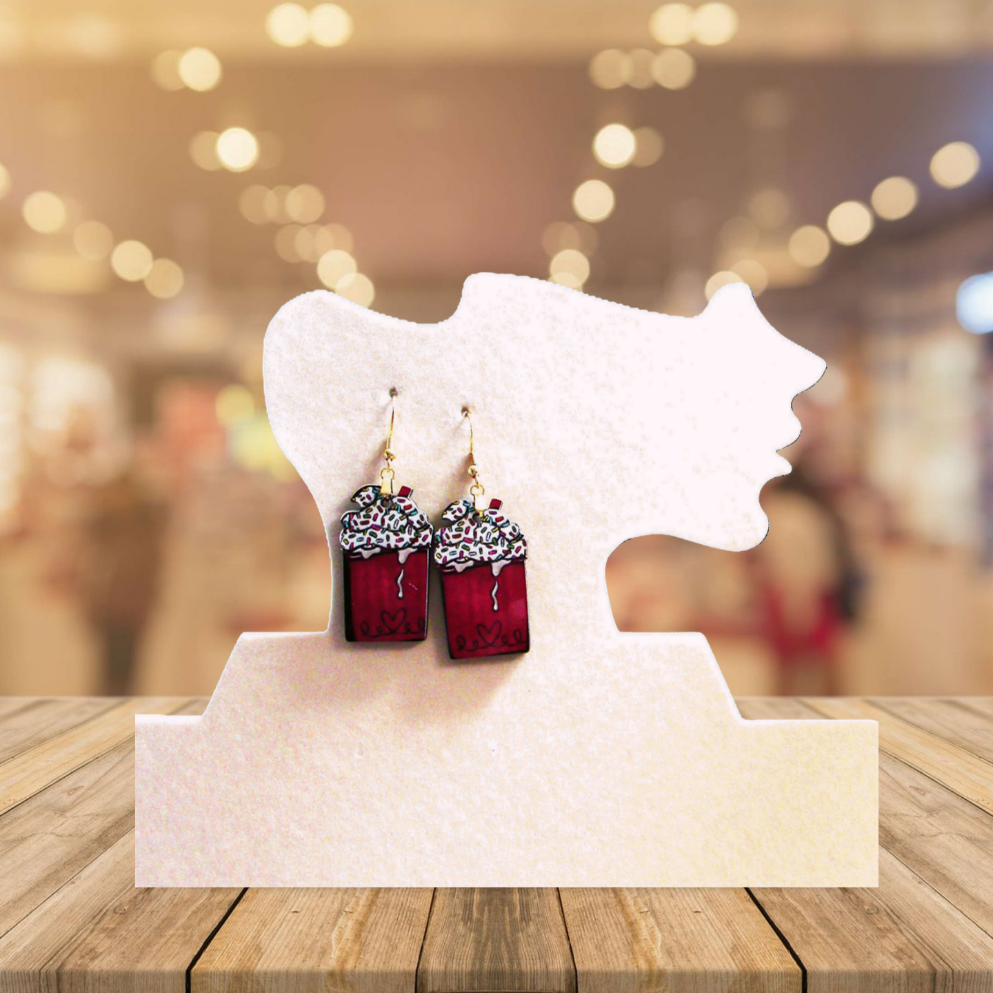 Milk Shake Shaped Sublimated Earring