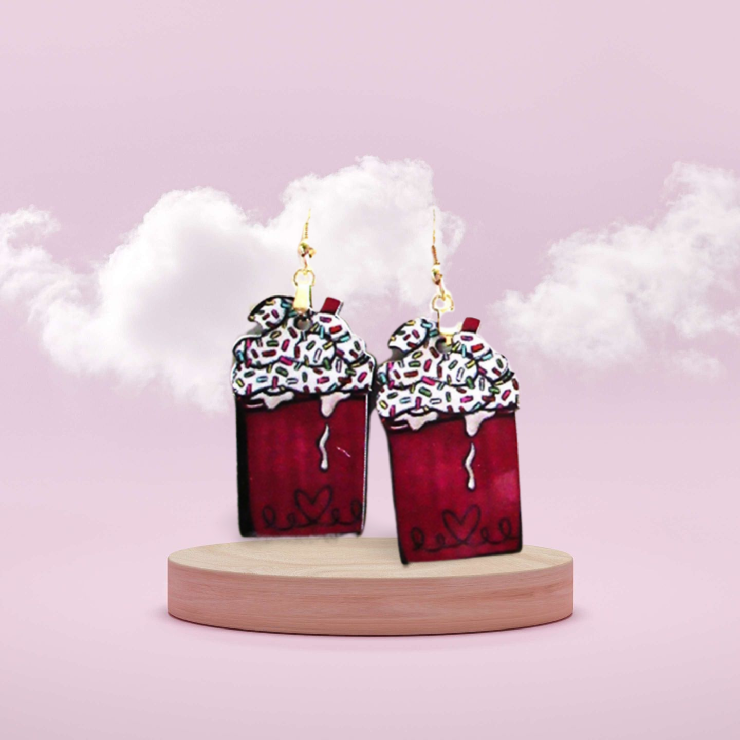 Milk Shake Shaped Sublimated Earring