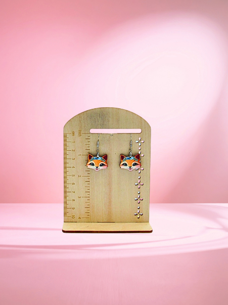 MDF- Fox Head Shaped Sublimated Earrings 1 inch