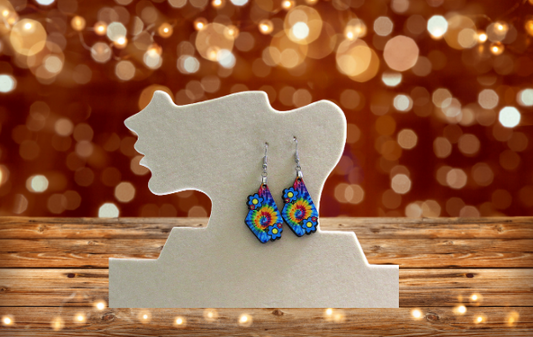MDF- Fancy Flower Shaped Sublimated Earrings 1.5 inch