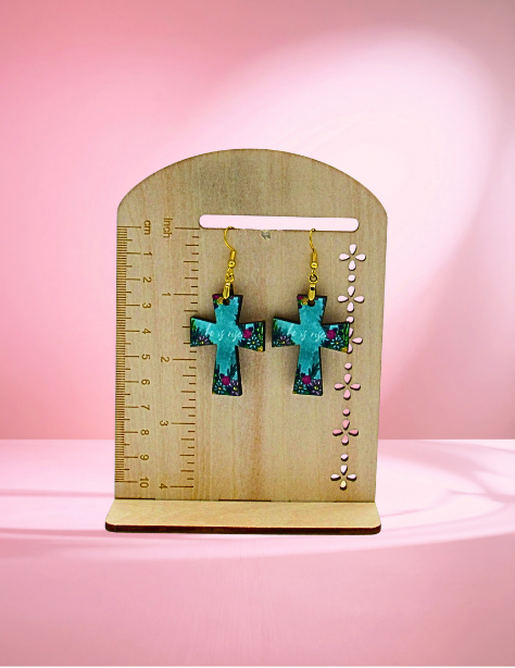 MDF-Cross Shaped Sublimated Earrings 1.5 inches