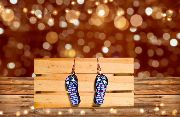 MDF-Flip Flop Shaped Sublimated Earrings 1.5 inch