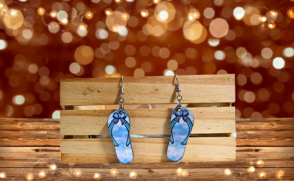 MDF-Flip Flop Shaped Sublimated Earrings 1.5 inch