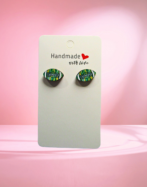 MDF- Football Shaped Sublimated Stud Earrings