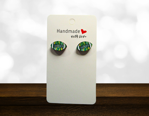 MDF- Football Shaped Sublimated Stud Earrings