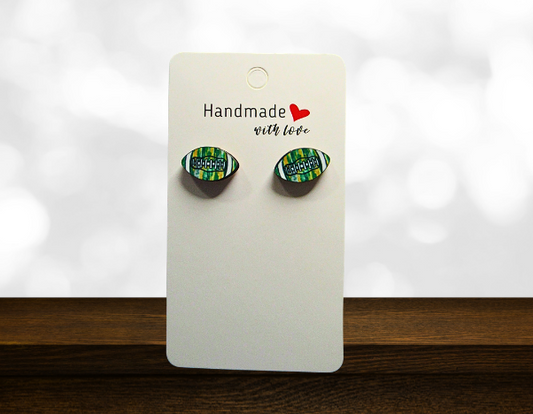 MDF- Football Shaped Sublimated Stud Earrings