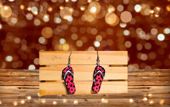 MDF-Flip Flop Shaped Sublimated Earrings 1.5 inch