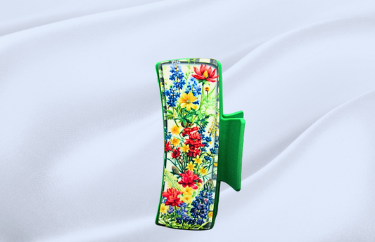 MDF-Large Sublimated Hair Claw Clip Texas Bluebells