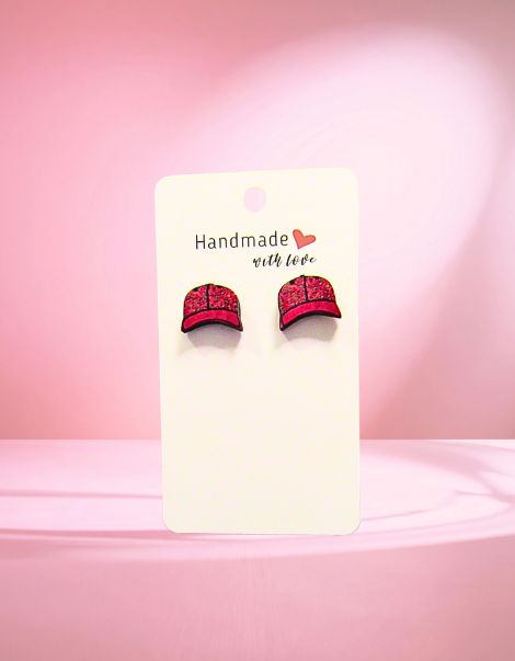 MDF- Baseball Cap Shaped Sublimated Stud Earrings