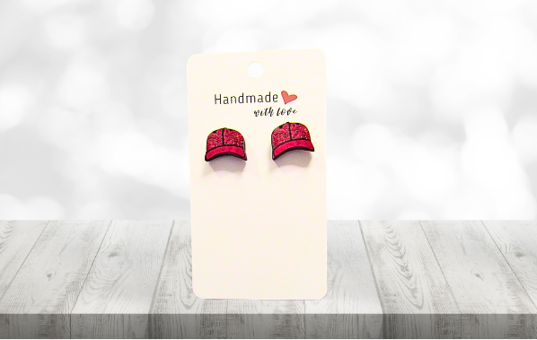MDF- Baseball Cap Shaped Sublimated Stud Earrings