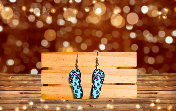 MDF-Flip Flop Shaped Sublimated Earrings 1.5 inch