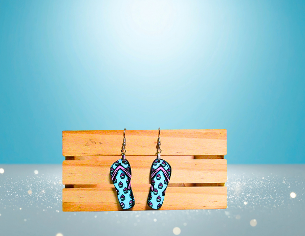 MDF-Flip Flop Shaped Sublimated Earrings 1.5 inch