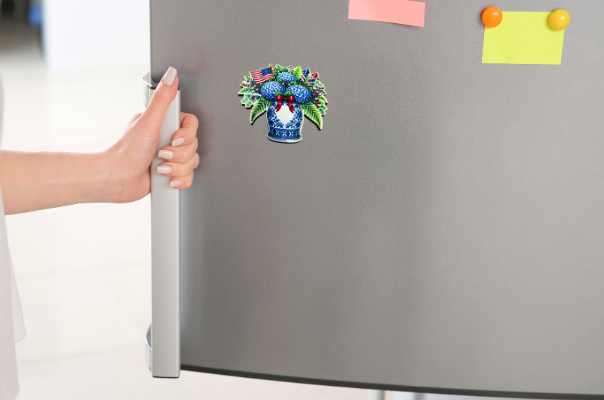 Floral Vase Shaped Sublimated Refrigerator Magnet