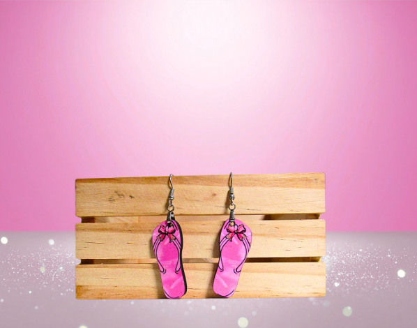 MDF-Flip Flop Shaped Sublimated Earrings 1.5 inch