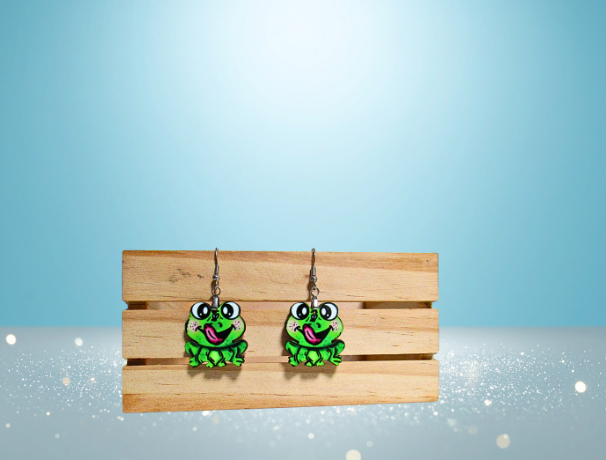MDF-Frog Shaped Sublimented Earrings 1 inch