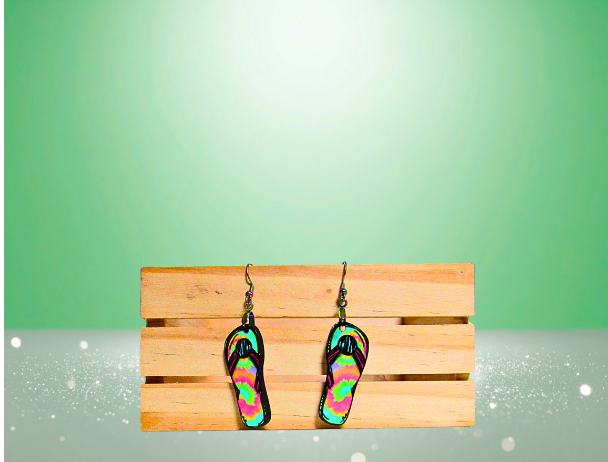 MDF-Flip Flop Shaped Sublimated Earrings 1.5 inch