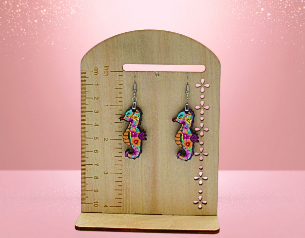 MDF-Seahorse Shaped Sublimated Earrings 1.5 inch