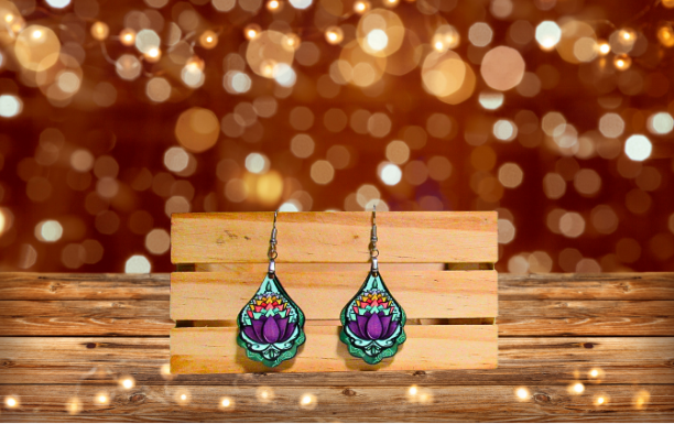 MDF-Fancy Teardrop Shaped Sublimated Earrings 1.5 inch