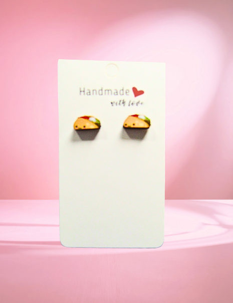MDF-Taco Shaped Sublimated Stud Earrings