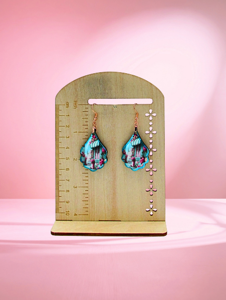 MDF-Fancy Teardrop Shaped Sublimated Earrings 1.5 inch