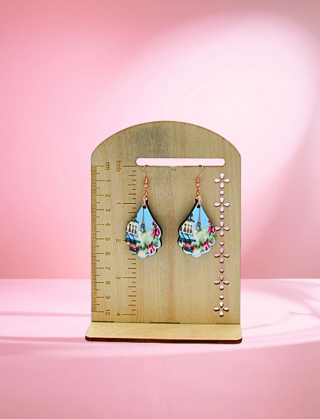 MDF-Fancy Teardrop Shaped Sublimated Earrings 1.5 inch