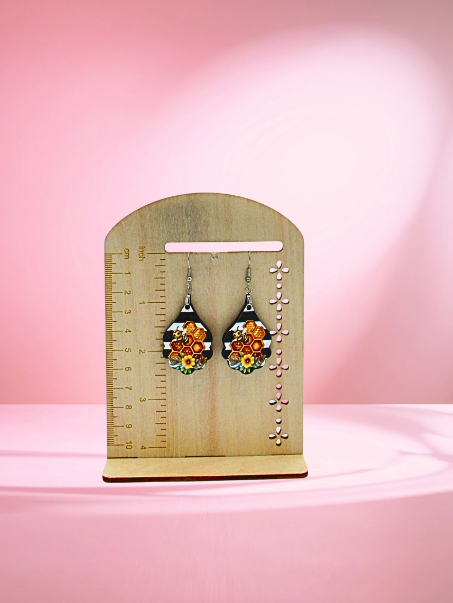 MDF-Fancy Teardrop Shaped Sublimated Earrings 1.5 inch