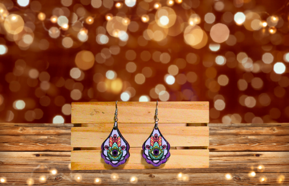 MDF-Fancy Teardrop Shaped Sublimated Earrings 1.5 inch
