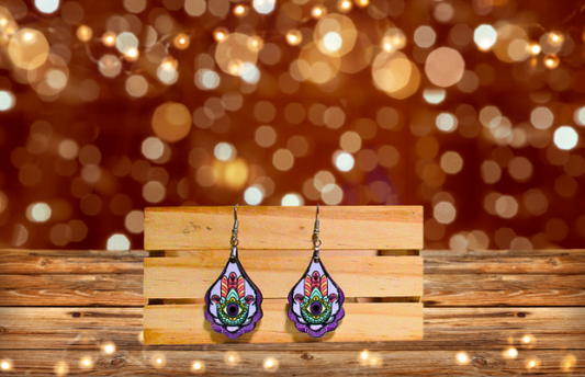 MDF-Fancy Teardrop Shaped Sublimated Earrings 1.5 inch