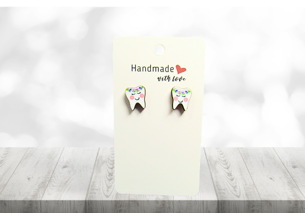 MDF-Tooth Shaped Sublimated Stud Earrings