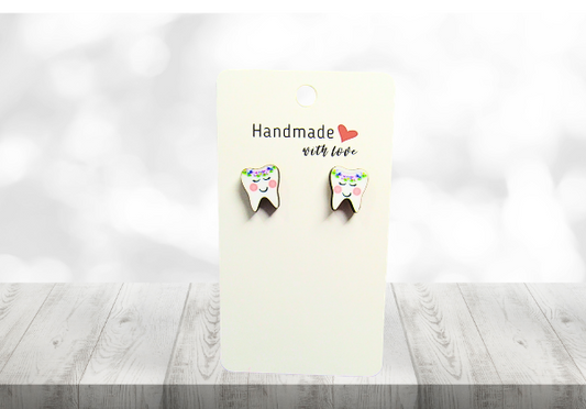 MDF-Tooth Shaped Sublimated Stud Earrings