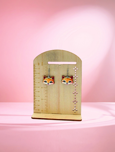 MDF- Fox Head Shaped Sublimated Earrings 1 inch