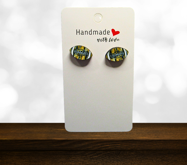 MDF- Football Shaped Sublimated Stud Earrings