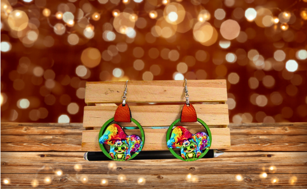 MDF- Round Mushroom Trio Sublimated Earrings 1.5 inch