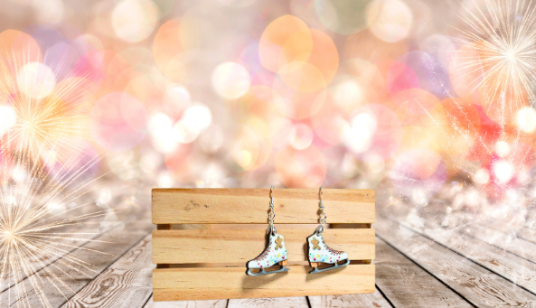 Ice Skate Shaped Sublimated Earrings 1 inch