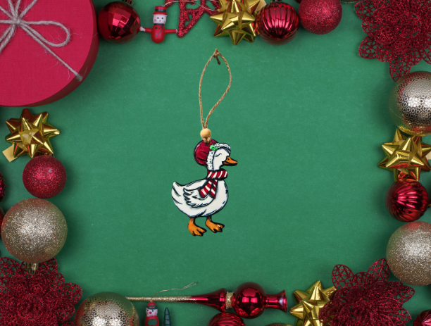 MDF Goose with Bonnet Shaped Sublimated Ornament