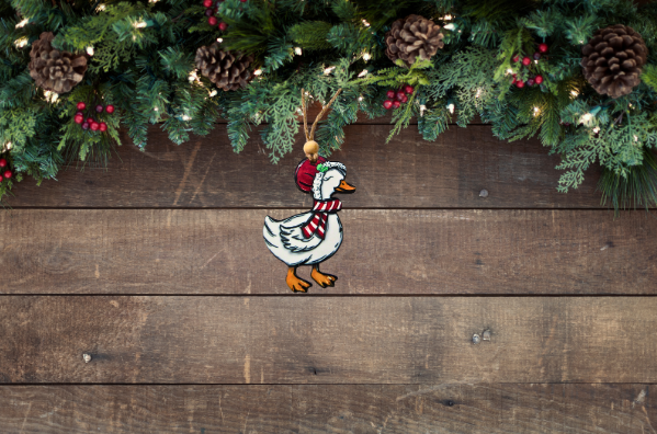 MDF Goose with Bonnet Shaped Sublimated Ornament