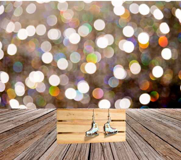 Ice Skate Shaped Sublimated Earrings 1 inch