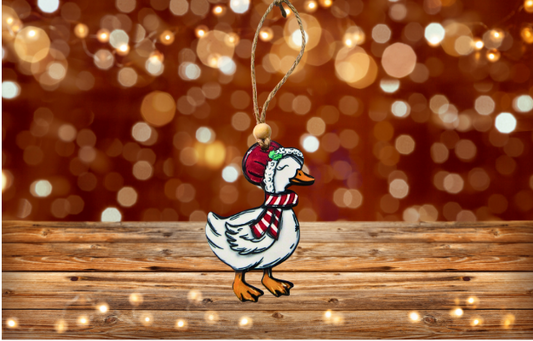 MDF Goose with Bonnet Shaped Sublimated Ornament