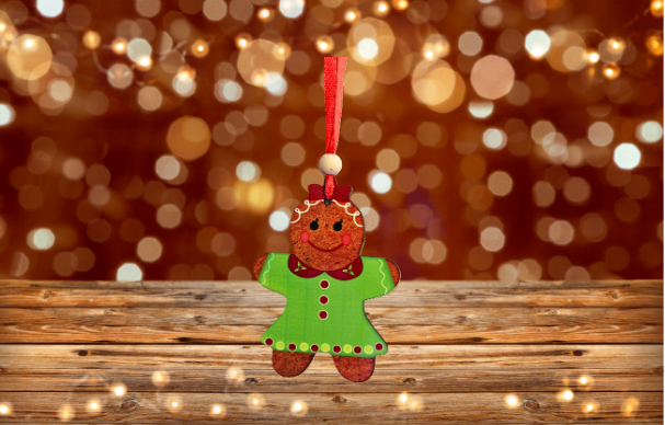 Gingerbread Girl Shaped Sublimated Ornament