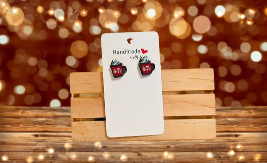 Latte Mug Shaped Sublimated Stud Earrings