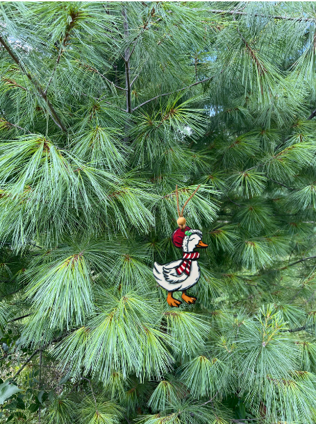 MDF Goose with Bonnet Shaped Sublimated Ornament