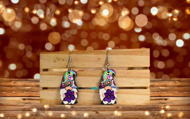 MDF-Gnome Shaped Sublimated Earrings 1.5 inch