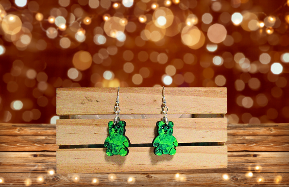 Teddy Bear Shaped Sublimated Earring 1 inch