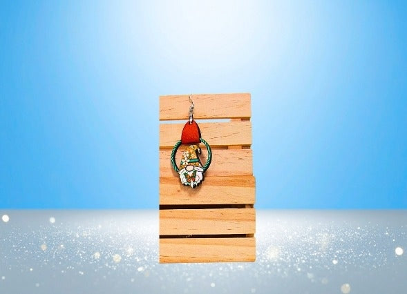 MDF-Round Gnome Shaped Sublimated Earrings 1.5 inch