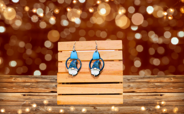 MDF-Round Gnome Shaped Sublimated Earrings 1.5 inch