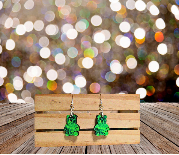 Teddy Bear Shaped Sublimated Earring 1 inch