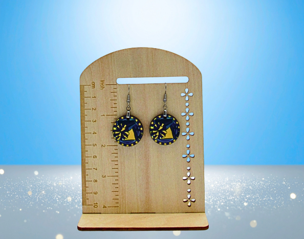 MDF-Round Shaped Sublimated Cheer Themed Earrings 1 inch