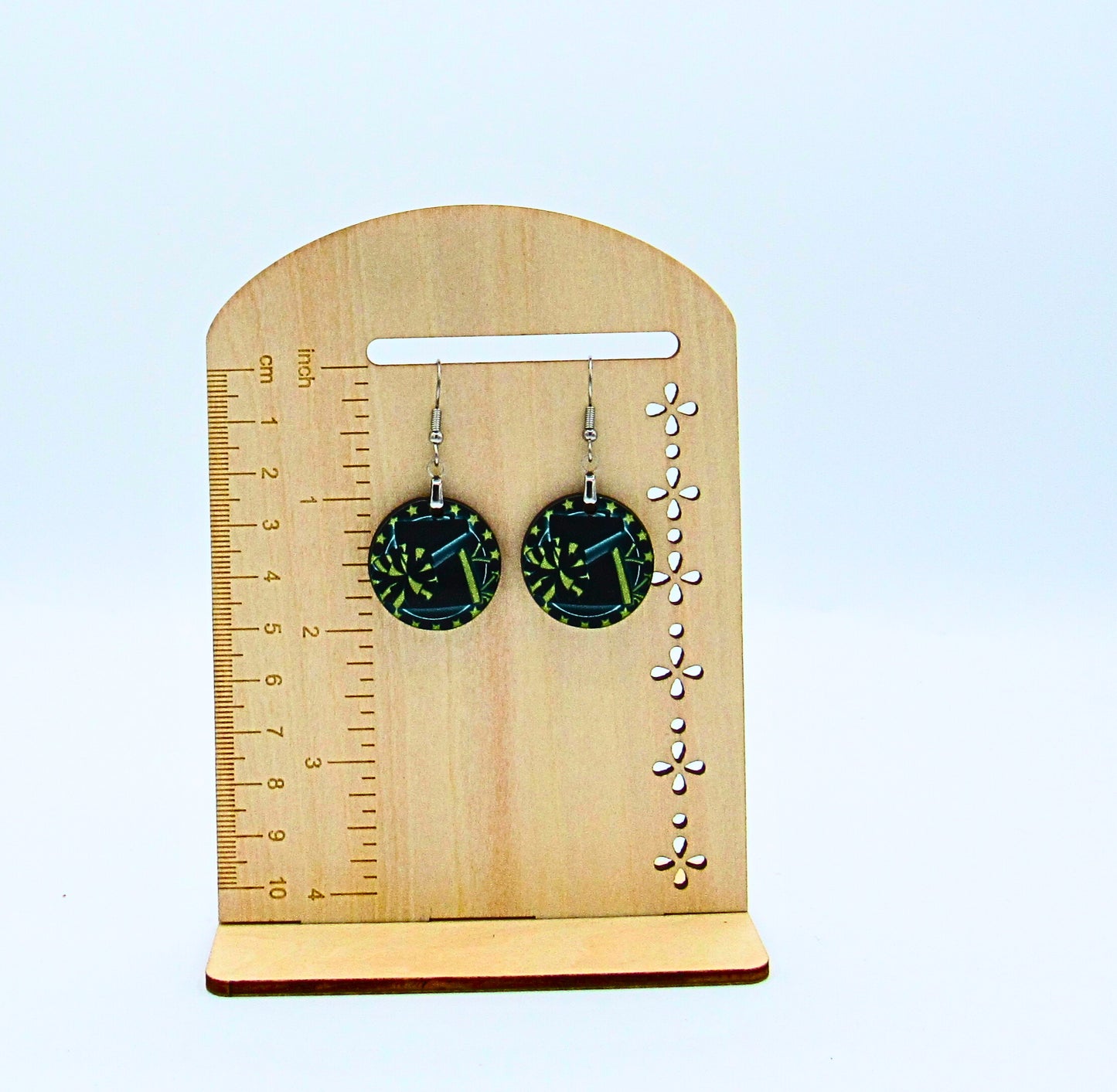 MDF-Round Shaped Sublimated Cheer Themed Earrings 1 inch